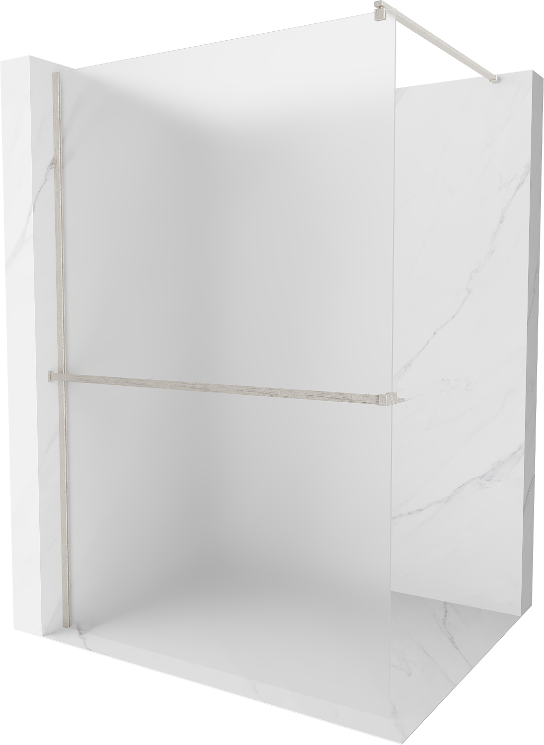 Mexen Kioto+ ścianka prysznicowa z półką Walk-in 80 x 200 cm, szron, nikiel szczotkowany - 800-080-121-97-30