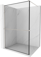 Mexen Kioto+ tuš stijena s policom Walk-in 70 x 200 cm, crni okvir, brušeni nikal - 800-070-121-97-70