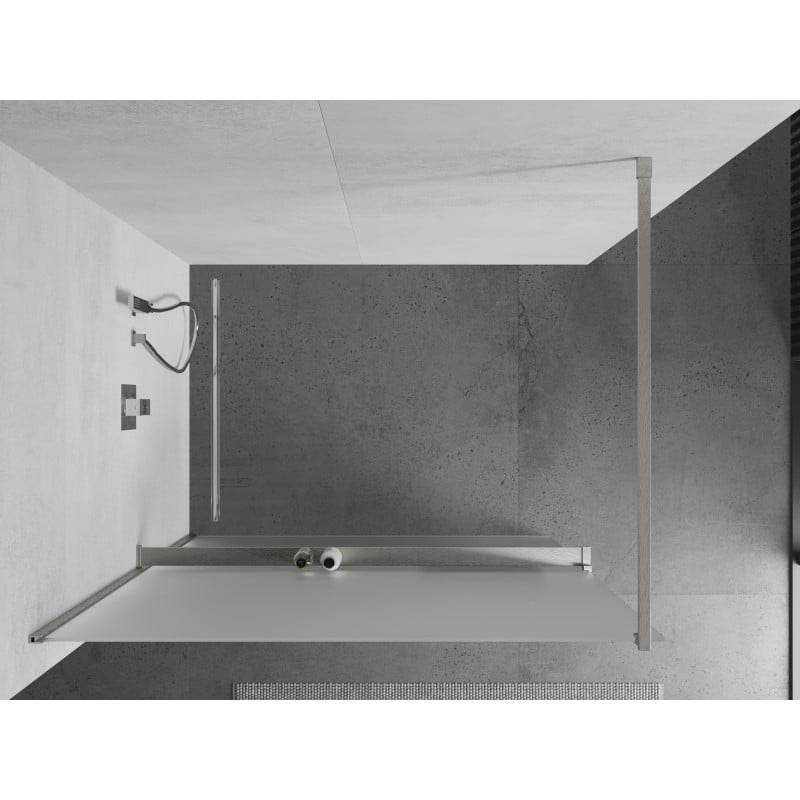 Mexen Kioto+ ścianka prysznicowa z półką Walk-in 120 x 200 cm, szron, nikiel szczotkowany - 800-120-121-97-30