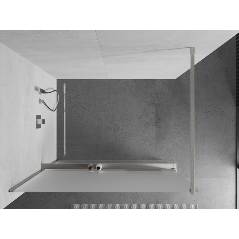 Mexen Kioto+ shower wall with shelf Walk-in 130 x 200 cm, frost, brushed nickel - 800-130-121-97-30