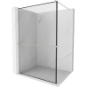 Mexen Kioto+ Duschwand mit Regal Walk-in 120 x 200 cm, schwarzer Rahmen, gebürstetes Nickel - 800-120-121-97-70