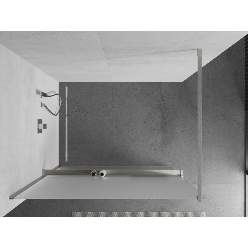 Mexen Kioto+ parete doccia con mensola Walk-in 140 x 200 cm, brina, nichel spazzolato - 800-140-121-97-30