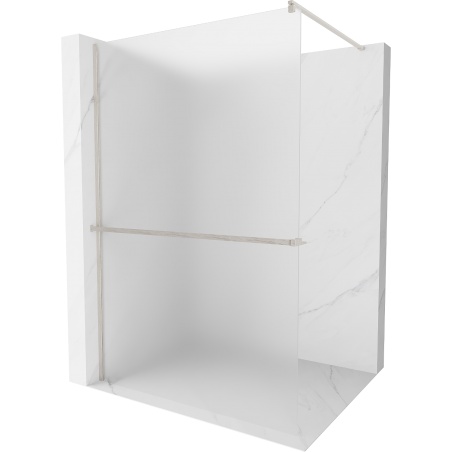 Mexen Kioto+ Shower Wall with Walk-in Shelf 140 x 200 cm, Frosted, Brushed Nickel - 800-140-121-97-30