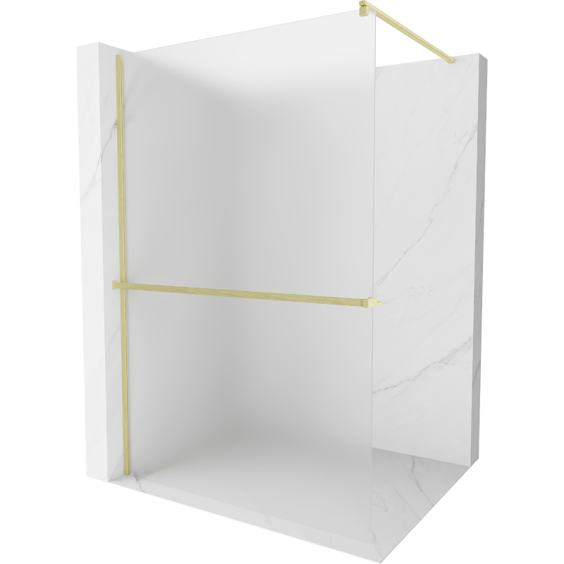 Mexen Kioto+ ścianka prysznicowa z półką Walk-in 70 x 200 cm, szron, złota szczotkowana - 800-070-121-55-30
