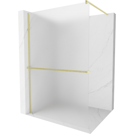 Mexen Kioto+ paroi de douche avec étagère Walk-in 80 x 200 cm, verre givré, doré brossé - 800-080-121-55-30