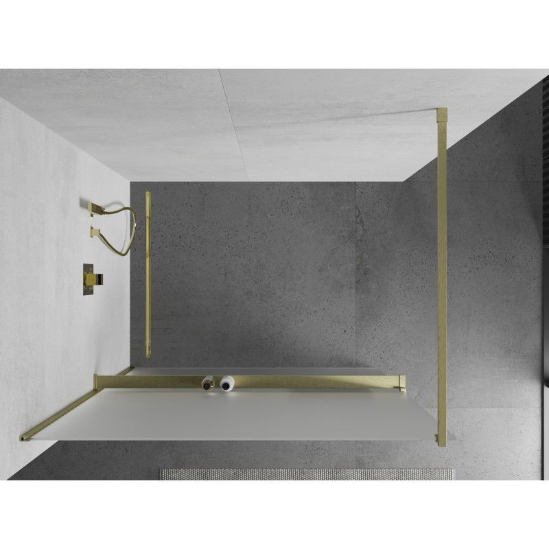Mexen Kioto+ Duschwand mat Regal Walk-in 120 x 200 cm, Frost, Gold gebast - 800-120-121-55-30