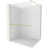 Mexen Kioto+ pared de ducha con estante Walk-in 140 x 200 cm, escarcha, oro cepillado - 800-140-121-55-30