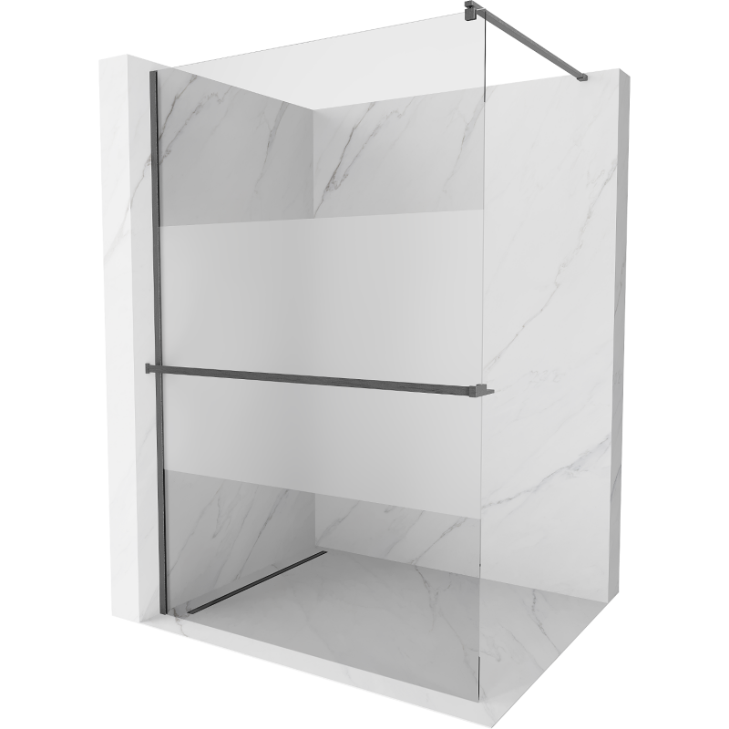 Mexen Kioto+ Duschwand mit Ablage Walk-in 140 x 200 cm, transparent/frost, gun gray gebürstet - 800-140-121-66-35