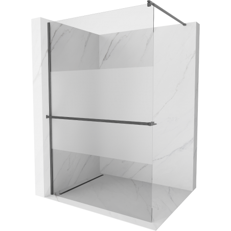 Mexen Kioto+ Duschwand mit Ablage Walk-in 140 x 200 cm, transparent/frost, gun gray gebürstet - 800-140-121-66-35