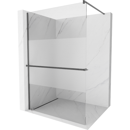 Mexen Kioto+ Walk-in Shower Panel with Shelf 140 x 200 cm, Transparent/Frosted, Gun Gray Brushed - 800-140-121-66-35