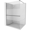 Mexen Kioto+ Walk-in Shower Panel with Shelf 140 x 200 cm, Transparent/Frosted, Gun Gray Brushed - 800-140-121-66-35