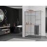 Mexen Kioto+ Duschwand mit Regal Walk-in 90 x 200 cm, schwarzes Muster, gebürstetes Kupfer - 800-090-121-65-78