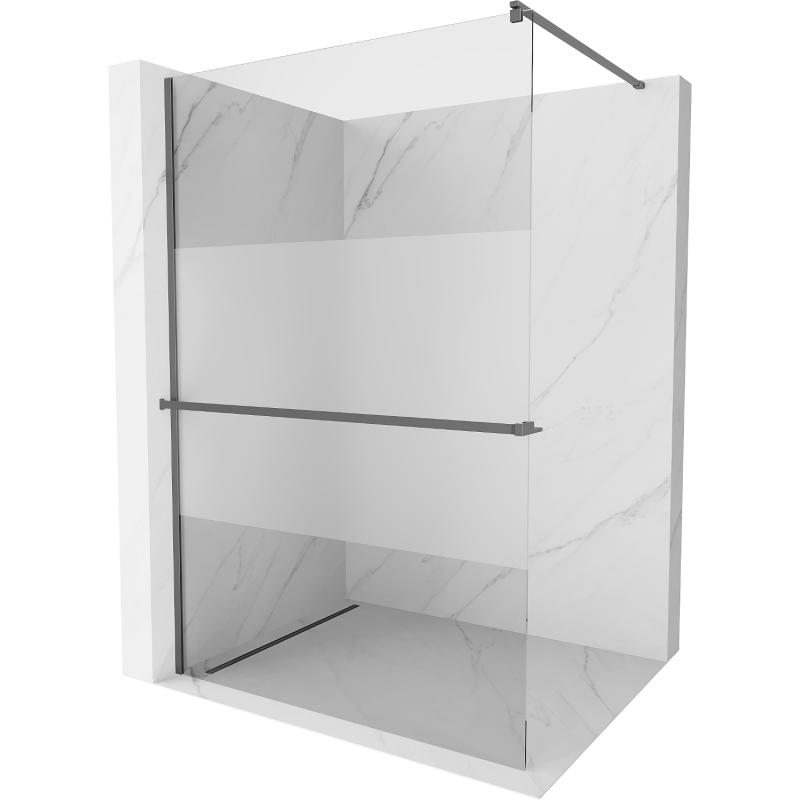 Mexen Kioto+ ścianka prysznicowa z półką Walk-in 70 x 200 cm, transparent/szron, gun metal - 800-070-121-95-35