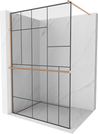 Mexen Kioto+ zaslon za tuširanje s policom Walk-in 120 x 200 cm, crni uzorak, brušena bakra - 800-120-121-65-78