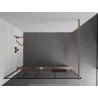 Mexen Kioto+ ścianka prysznicowa z półką Walk-in 130 x 200 cm, czarny wzór, miedź szczotkowana - 800-130-121-65-78