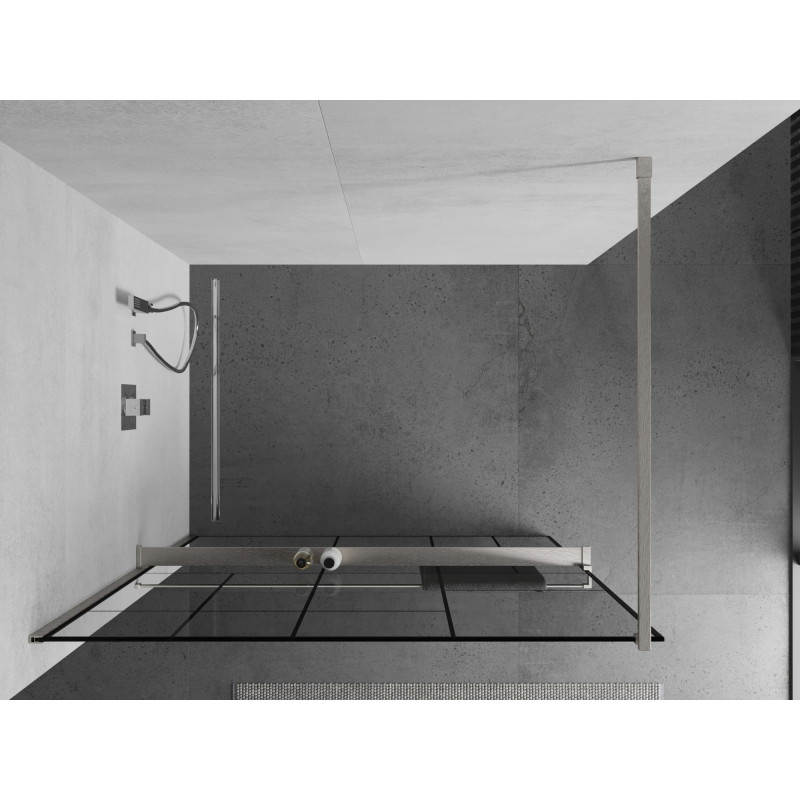 Mexen Kioto+ dušisein riiuliga Walk-in 70 x 200 cm, must muster, harjatud nikkel - 800-070-121-97-78