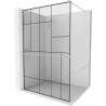 Mexen Kioto+ Duschwand mit Walk-in-Regal 80 x 200 cm, schwarzes Muster, gebürstetes Nickel - 800-080-121-97-78