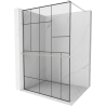 Mexen Kioto+ douchewand met plank Walk-in 120 x 200 cm, zwart patroon, geborsteld nikkel - 800-120-121-97-78
