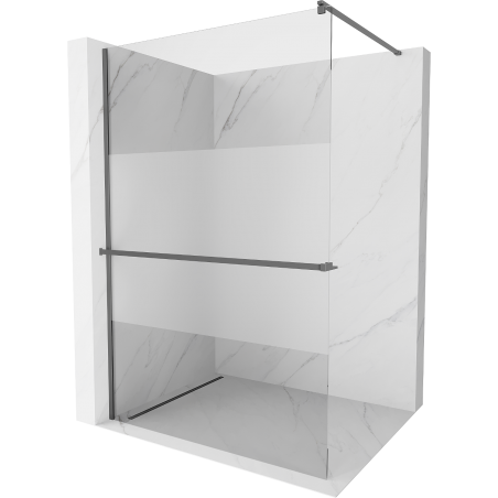 Mexen Kioto+ ścianka prysznicowa z półką Walk-in 90 x 200 cm, transparent/szron, gun metal - 800-090-121-95-35