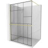 Mexen Kioto+ Walk-in Shower Panel with Shelf 70 x 200 cm, Black Pattern, Brushed Gold - 800-070-121-55-78