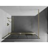 Mexen Kioto+ Duschwand mit Ablage Walk-in 140 x 200 cm, schwarzes Muster, gebürstetes Gold - 800-140-121-55-78