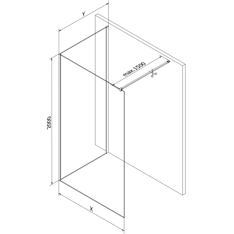 Mexen Kioto dušisein Walk-in 120 x 110 cm, läbipaistev, gun metal - 800-120-212-95-00-110