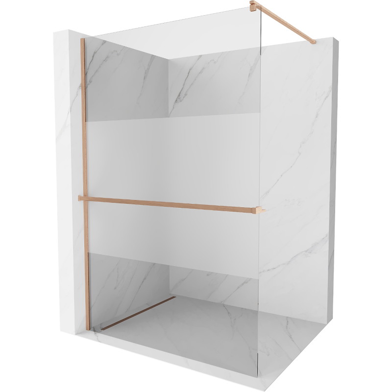 Mexen Kioto+ dušisein riiuliga Walk-in 70 x 200 cm, läbipaistev/jäätunud, harjatud vask - 800-070-121-65-35