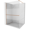 Mexen Kioto+ shower wall with Walk-in shelf 100 x 200 cm, transparent/frosted, brushed copper - 800-100-121-65-35