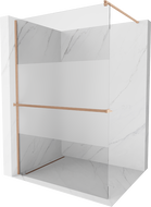 Mexen Kioto+ zidna tuš pregrada s policom Walk-in 100 x 200 cm, prozirna/mat, brušeni bakar - 800-100-121-65-35