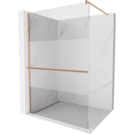 Mexen Kioto+ Duschwand mit Ablage Walk-in 140 x 200 cm, transparent/Frost, gebürstetes Kupfer - 800-140-121-65-35