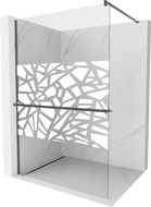 Mexen Kioto+ zidni panel za tuš s policom Walk-in 100 x 200 cm, bijeli uzorak, gun gray brušeni - 800-100-121-66-85