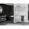 Mexen Kioto+ paroi de douche avec étagère Walk-in 120 x 200 cm, motif blanc, gris au pistolet brossé - 800-120-121-66-85