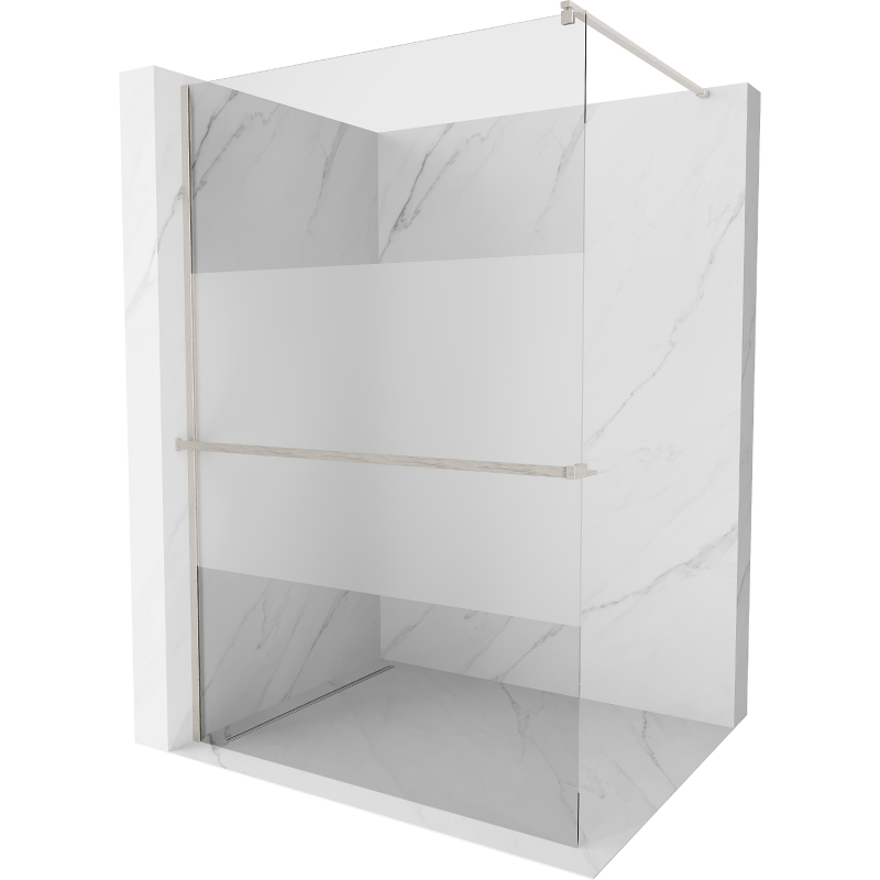 Mexen Kioto+ Duschwand mit Ablage Walk-in 70 x 200 cm, transparent/matt, gebürstetes Nickel - 800-070-121-97-35