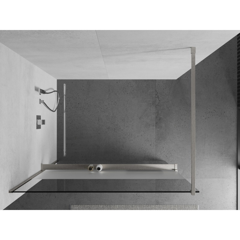 Mexen Kioto+ dušisein riiuliga Walk-in 90 x 200 cm, läbipaistev/matt, harjatud nikkel - 800-090-121-97-35