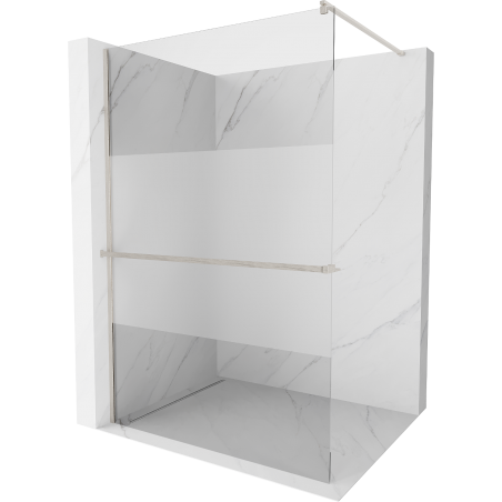 Mexen Kioto+ Walk-in Shower Screen with Shelf 100 x 200 cm, Transparent/Frosted, Brushed Nickel - 800-100-121-97-35