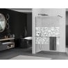 Mexen Kioto+ paroi de douche avec étagère Walk-in 90 x 200 cm, motif blanc, métal canon - 800-090-121-95-85