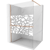 Mexen Kioto+ shower wall with shelf Walk-in 70 x 200 cm, white pattern, brushed copper - 800-070-121-65-85
