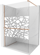 Mexen Kioto+ paravan za tuš s polici Walk-in 90 x 200 cm, bijeli uzorak, brušeni bakar - 800-090-121-65-85