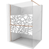 Mexen Kioto+ Duschwand mit einer Walk-in Wand 100 x 200 cm, weißes Muster, gebürstetes Kupfer - 800-100-121-65-85