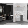 Mexen Kioto+ 110 x 200 cm Walk-in Shower Wall with Shelf, White Pattern, Brushed Copper - 800-110-121-65-85