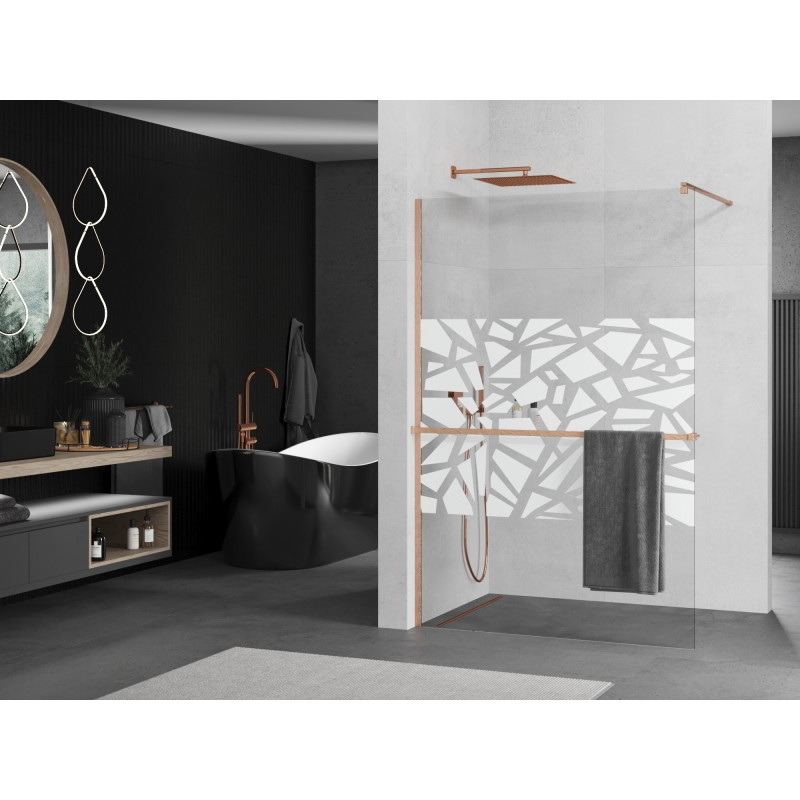 Mexen Kioto+ dušisein riiuliga Walk-in 130 x 200 cm, valge muster, harjatud vask - 800-130-121-65-85