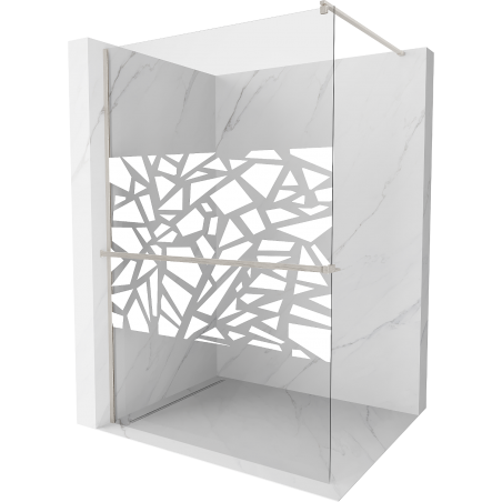 Mexen Kioto+ douchewand met plank Walk-in 100 x 200 cm, wit patroon, geborsteld nikkel - 800-100-121-97-85