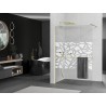 Mexen Kioto+ tuš pregrada s policom Walk-in 80 x 200 cm, bijeli uzorak, zlatna brušena - 800-080-121-55-85