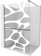 Mexen Kioto+ tuš zid s policom Walk-in 80 x 200 cm, bijeli val, brušeni sivi pištolj - 800-080-121-66-97