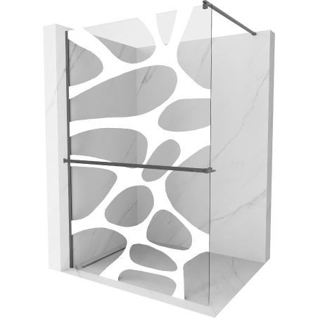 Mexen Kioto+ shower wall with shelf Walk-in 90 x 200 cm, white wave, gun gray brushed - 800-090-121-66-97