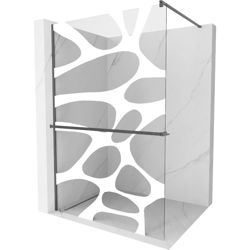 Mexen Kioto+ dušisein riiuliga Walk-in 100 x 200 cm, valge laine, pintseldatud relvahall - 800-100-121-66-97