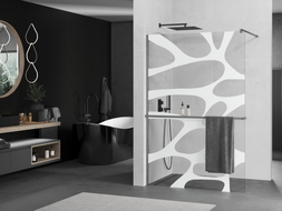 Mexen Kioto+ staklena pregrada s policom Walk-in 100 x 200 cm, bijeli val, gun gray brušeni - 800-100-121-66-97