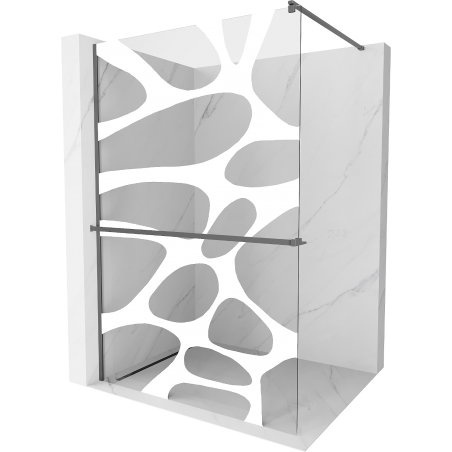 Mexen Kioto+ paroi de douche avec étagère Walk-in 80 x 200 cm, motif blanc, gun metal - 800-080-121-95-97