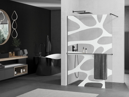 Mexen Kioto+ tuš stijena s policom Walk-in 90 x 200 cm, bijeli val, gun metal - 800-090-121-95-97