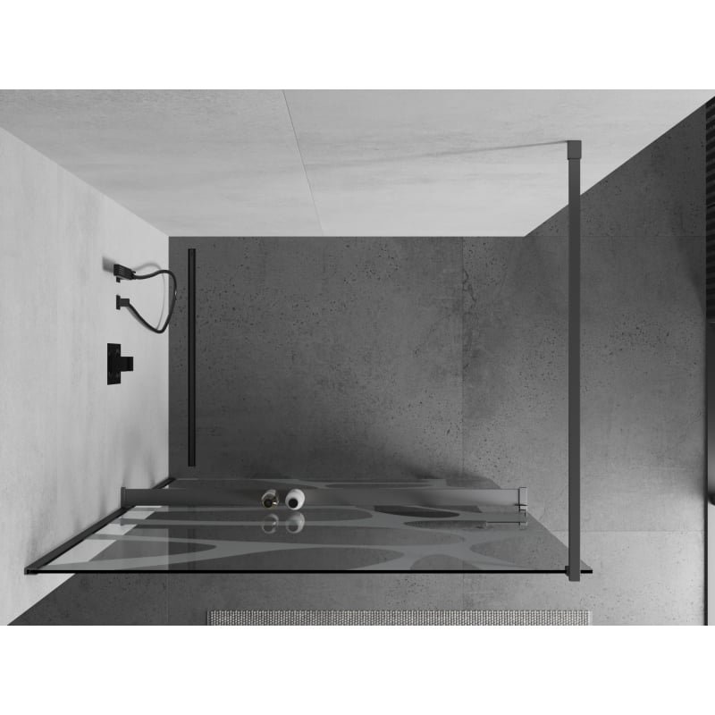 Mexen Kioto+ dušinurk riiuliga Walk-in 100 x 200 cm, valge laine, gun metal - 800-100-121-95-97